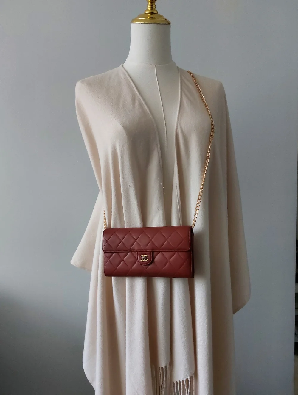 ❤️CHANEL Red Quilted Leather Wallet/Clutch